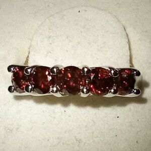 RARE - 14Kt White Gold 5-Stone Full-Carat Red Cognac Diamond Ring
